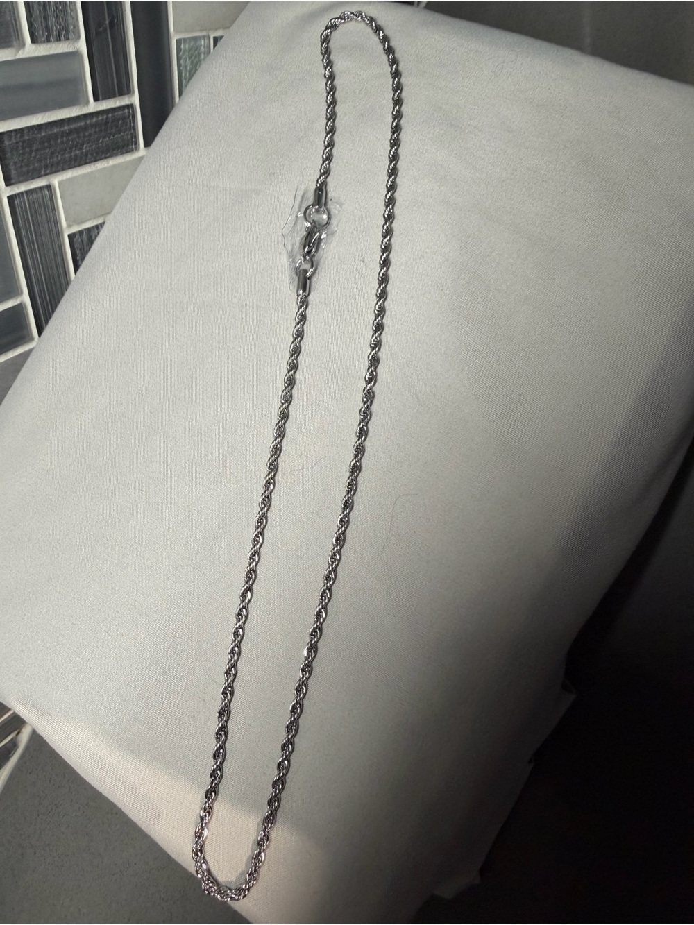 14 kt white gold filled 20”Rope Chain Necklace 11g 2.5mm